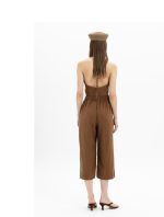 New Collection MY T BROWN WIDE LEG CROPPED PANTS