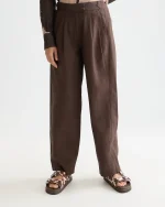 Clothes SCOTCH & SODA QUINN MID RISE WIDE LEG LINEN COTTON PANTS