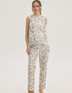 Clothes INNOCENT SLEEVELESS BLOUSE WITH FLORAL PRINT AND FEATHER HEM