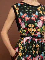 New collection WE ARE SLEEVELESS COTTON DRESS – BLOSSOMS BLACK