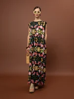 New collection WE ARE SLEEVELESS COTTON DRESS – BLOSSOMS BLACK