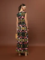 New collection WE ARE SLEEVELESS COTTON DRESS – BLOSSOMS BLACK