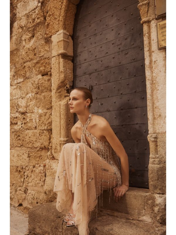 Clothes ALLURE EVENING MAXI DRESS WITH DECORATIVE DETAILS