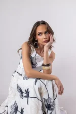 Clothes OPEN FASHION WOMEN’S MIDI DRESS WITH FLORAL PRINT & WAIST BELT