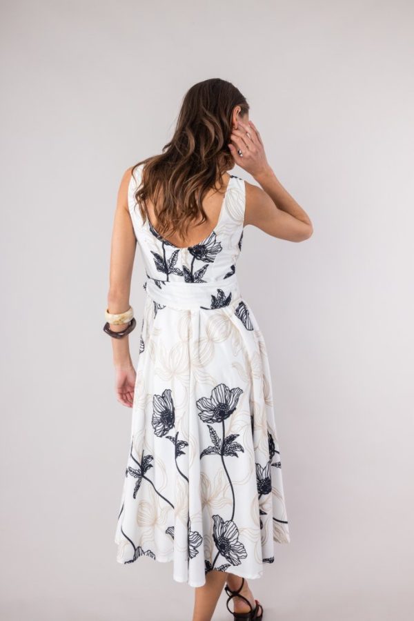 Clothes OPEN FASHION WOMEN’S MIDI DRESS WITH FLORAL PRINT & WAIST BELT