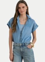 New Collection LAUREN RALPH LAUREN RELAXED FIT LINEN SHORT – SLEEVED SHIRT