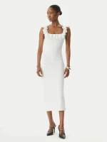 New Collection MICHAEL KORS RUFFLED STRETCH VISCOSE MIDI DRESS