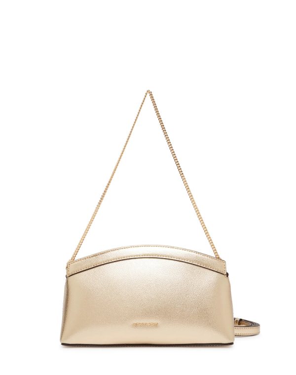 New Collection MICHAEL KORS ATHENA SMALL METALLIC LEATHER CONVERTIBLE CLUTCH