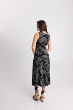 Clothing OPEN FASHION MIDI  DRESS WITH TROPICAL PRINT & WAIST BELT
