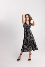 Clothing OPEN FASHION MIDI  DRESS WITH TROPICAL PRINT & WAIST BELT