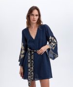 Clothing GREEK ARCHAIC KORI MINI DRESS WITH EMBROIDERY AND BELT