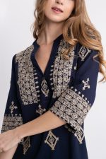 Clothes OPEN LONG DRESS WITH ETHNIC EMBROIDERY