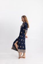 Clothes OPEN LONG DRESS WITH ETHNIC EMBROIDERY