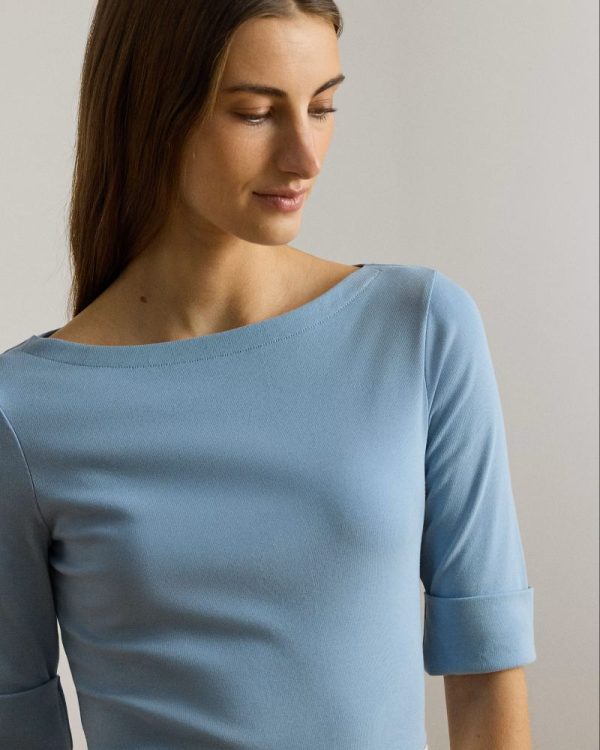 New Collection LAUREN RALPH LAUREN  STRETCH COTTON BOATNECK T-SHIRT