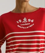 New Collection LAUREN RALPH LAUREN LOGO STRIPED COTTON BOATNECH JUMPRER