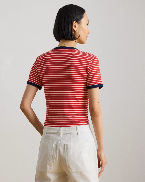 New Collection LAUREN RALPH LAUREN STRIPED STRETCH COTTON T-SHIRT