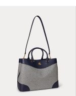New Collection LAUREN RALPH LAUREN HOUNDSTOOTH WOVEN LARGE MARCY SATCHEL