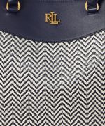 New Collection LAUREN RALPH LAUREN HOUNDSTOOTH WOVEN LARGE MARCY SATCHEL