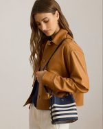 New Collection LAUREN RALPH LAUREN TWO-TONE LEATHER SMALL REESE BUCKET