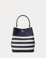 New Collection LAUREN RALPH LAUREN TWO-TONE LEATHER SMALL REESE BUCKET