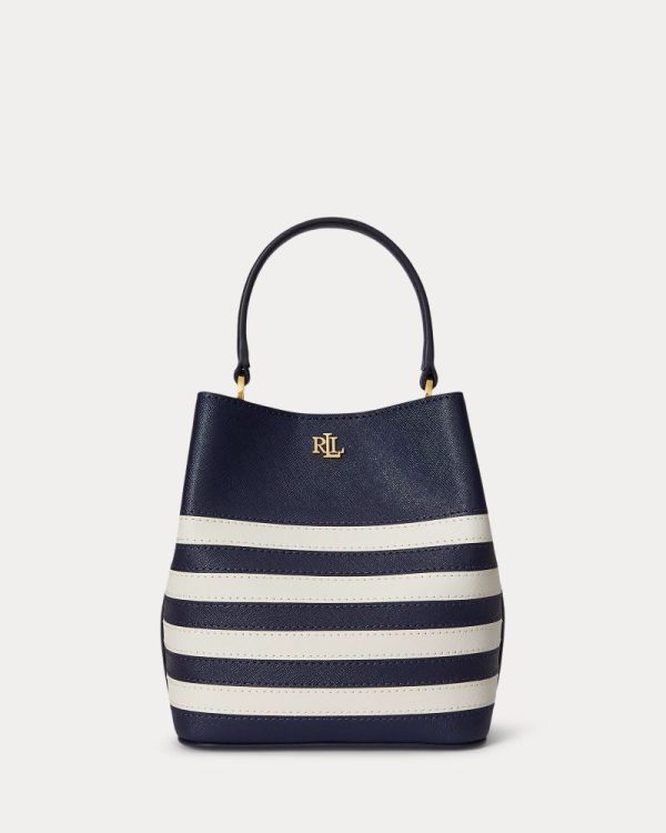 New Collection LAUREN RALPH LAUREN TWO-TONE LEATHER SMALL REESE BUCKET