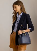 New Collection LAUREN RALPH LAUREN LEATHER MEDIUM BLAIKE BUCKET BAG