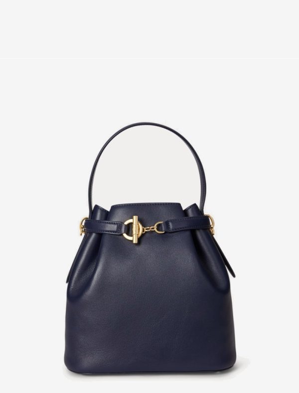 New Collection LAUREN RALPH LAUREN LEATHER MEDIUM BLAIKE BUCKET BAG