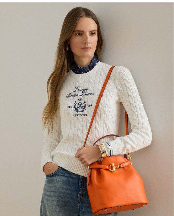 New Collection LAUREN RALPH LAUREN LEATHER MEDIUM BLAIKE BUCKET BAG