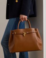 New Collection LAUREN RALPH LAUREN LEATHER LARGE BLAIKE SATCHEL