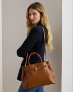 New Collection LAUREN RALPH LAUREN LEATHER LARGE BLAIKE SATCHEL