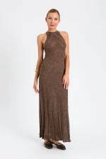 Clothes TWINSET LONG LINEN CROCHET DRESS WITH LUREX