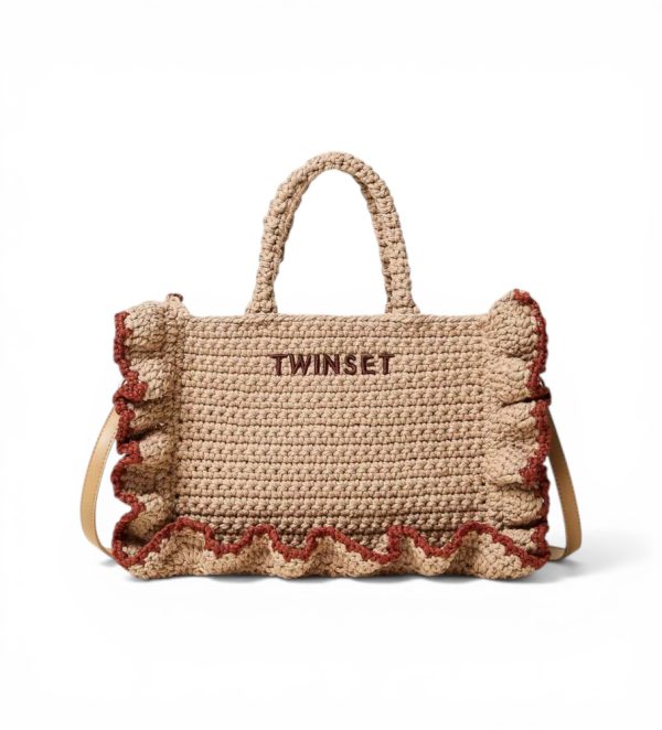 Bags TWINSET  CROCHET SHOPPER BAG WITH LOGO