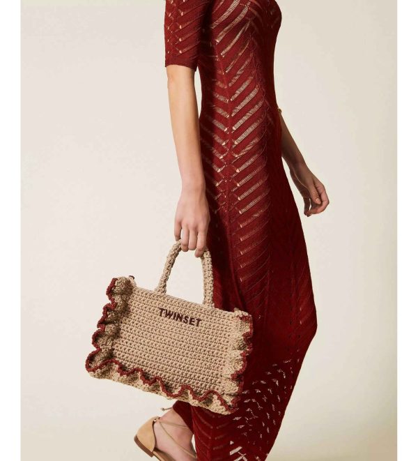 Bags TWINSET  CROCHET SHOPPER BAG WITH LOGO