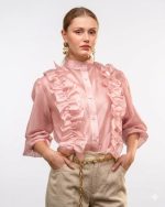 Clothes C.MANOLO CHIFFON SHIRT WITH RUFFLES