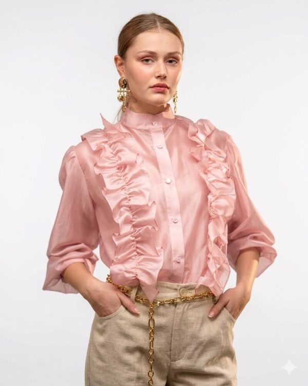Clothes C.MANOLO CHIFFON SHIRT WITH RUFFLES