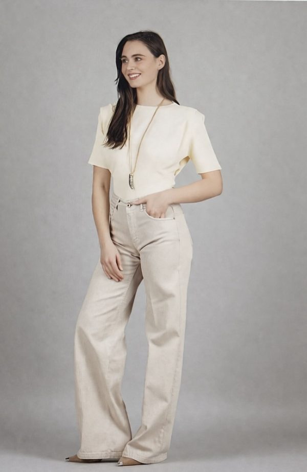 Clothes VICOLO CROP SWEATER WITH SHOULDER PADS