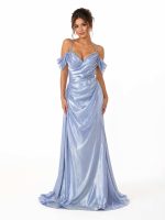 Clothes CHRISTIAN KOEHLERT SHIMMERING JERSEY EVENING DRESS WITH CARMEN IN SLEEVES