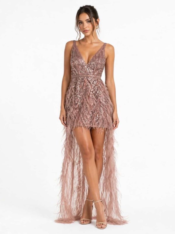 Clothing CHRISTIAN KOEHLERT TULLE EVENING DRESS WITH A FEATHER APPLIQUE