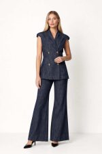 Clothes CKONTOVA DENIM VEST BLAZER AND WIDE-LEG PANTS