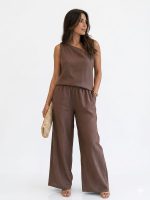Clothing CKONTOVA LINEN ONE SHOULDER TOP AND FLARED PANTS