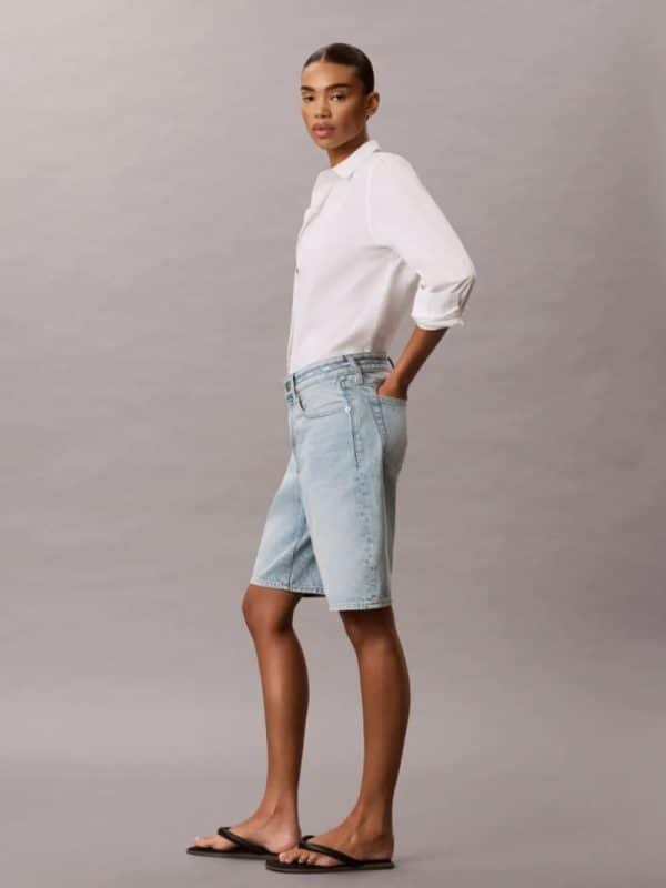 New Collection CALVIN KLEIN LOGO TAPE DENIM BERMUDA SHORTS