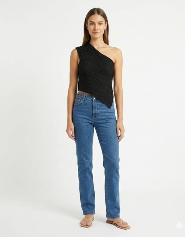 New Collection KOURBELA ONE SHOULDER ASYMMETRIC KNIT TOP