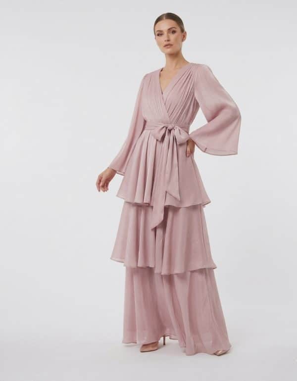 New Collection BE YOU SHIMMERING PINK LUREX MAXI WRAP DRESS