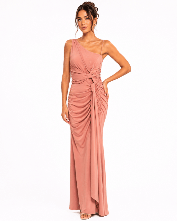 New Collection BE YOU DUSTY ROSE ONE – SHOULDER RUCHED MAXI DRESS