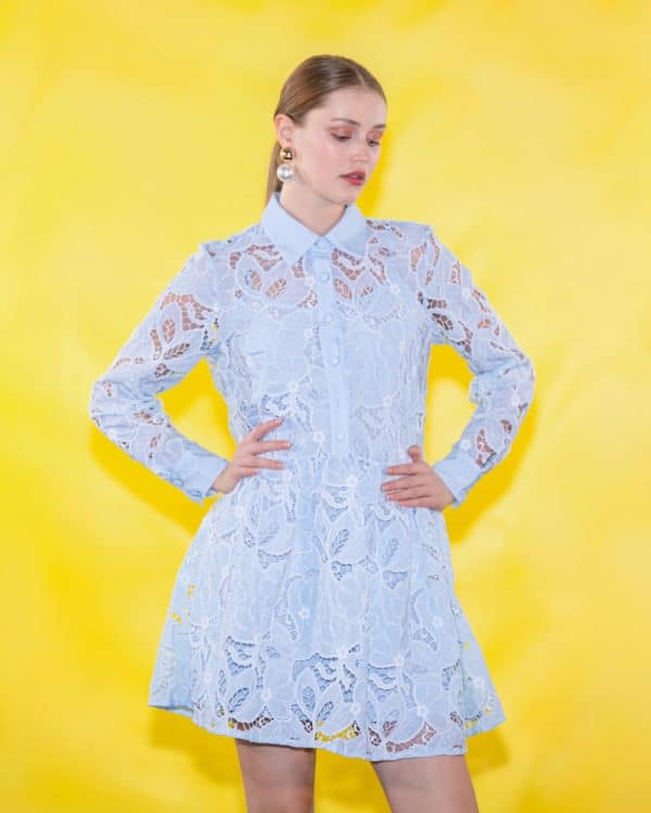 New Collection C.MANOLO LACE KOLLARED MINI DRESS