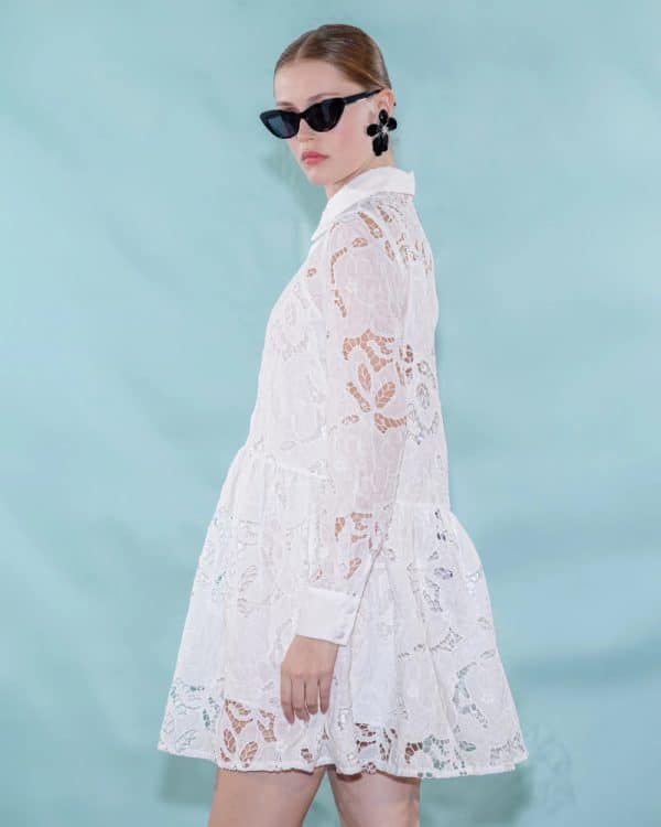 New Collection C.MANOLO LACE KOLLARED MINI DRESS