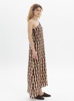 New Collection BLACK & BLACK ASYMMETRIC PRINTED MIDI DRESS