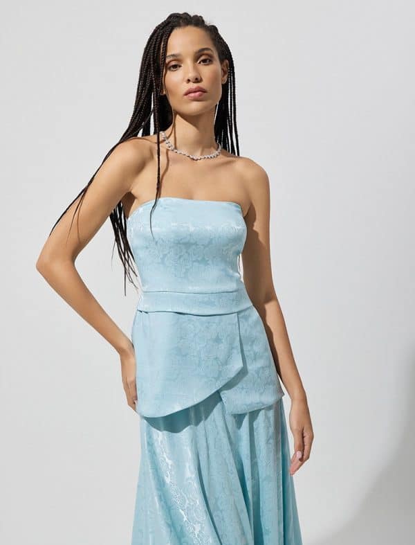 New Collection BE YOU SKY BLUE BROCADE TWO PIECE SET