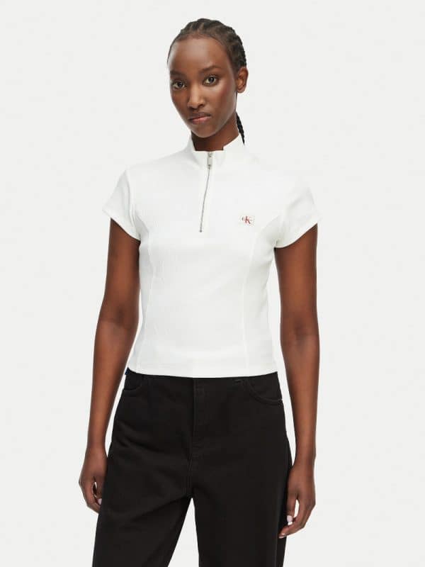 New Collection CALVIN KLEIN JEANS MONOLOGO RIB ZIP TOP