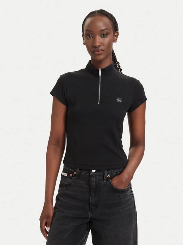 New Collection CALVIN KLEIN JEANS MONOLOGO RIB ZIP TOP